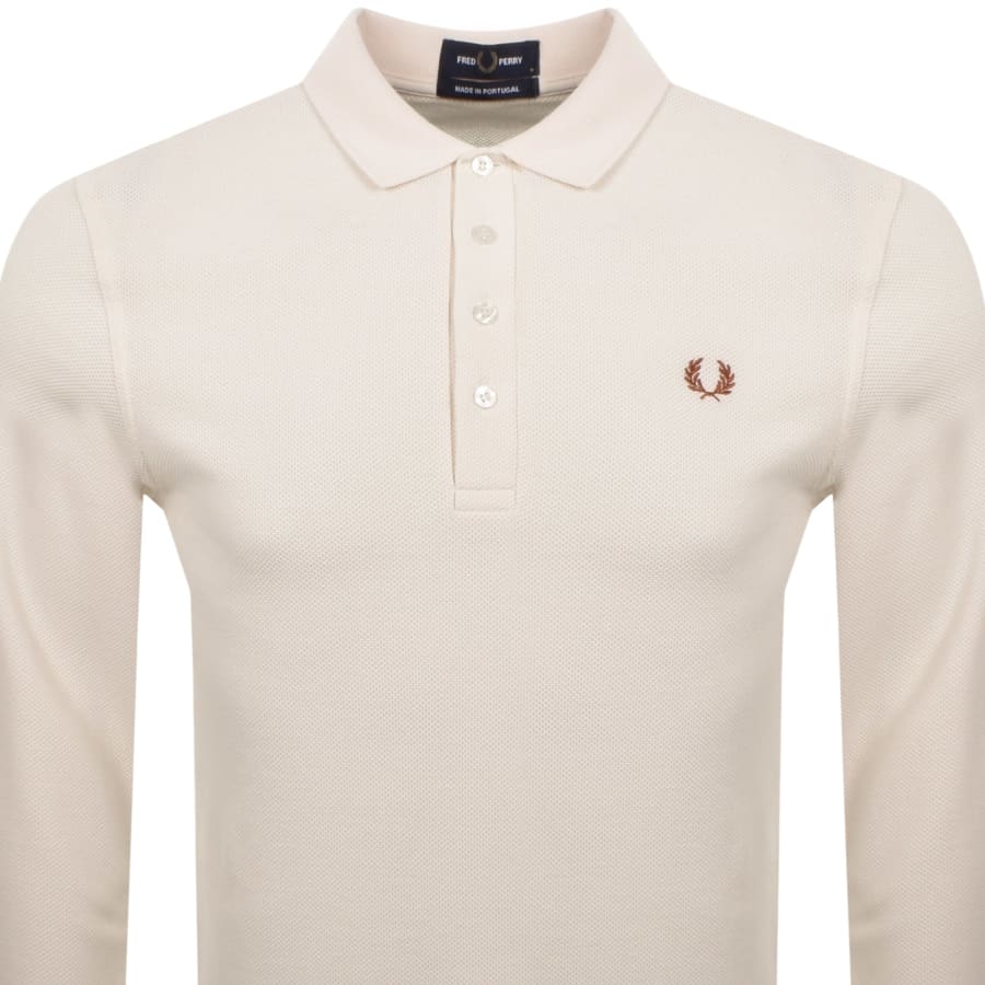 Fred Perry Long Sleeve Polo T Shirt Cream Mainline Menswear Denmark
